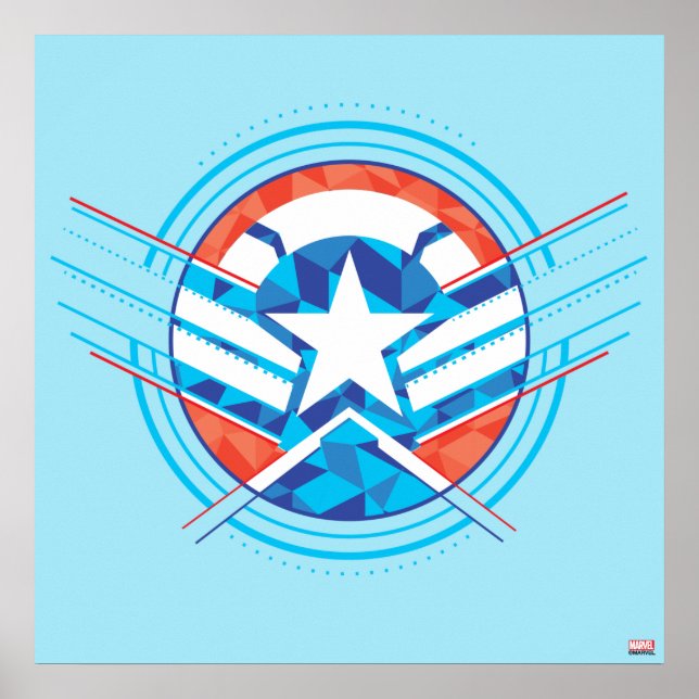 Avengers | Captain America Geometric Lined Shield Poster (Front)