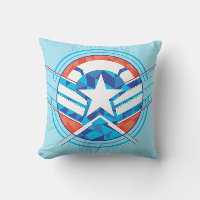 Avengers | Captain America Geometric Lined Shield Throw Pillow (Front)