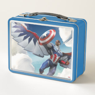 Avengers Captain America Sam Wilson Flying Metal Lunch Box