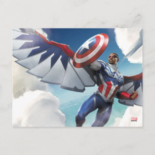 Avengers Captain America Sam Wilson Flying Postcard