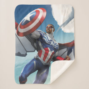 Avengers Captain America Sam Wilson Flying Sherpa Blanket