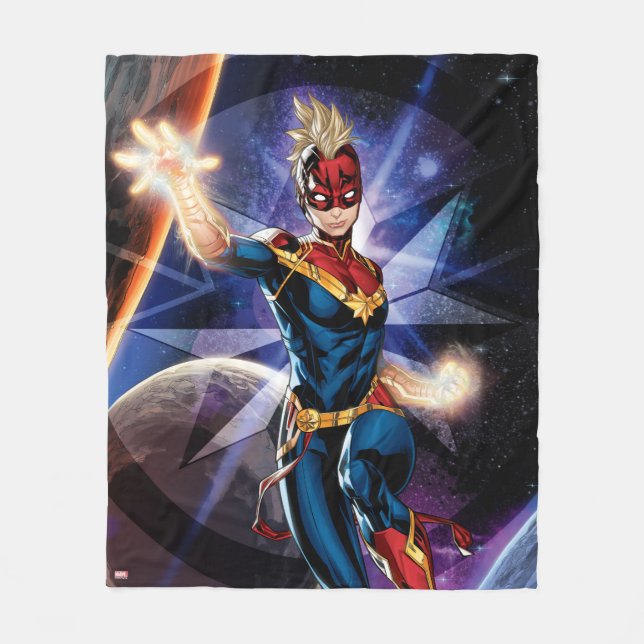 Avengers | Captain Marel Flying Through Space Fleece Blanket (Front)