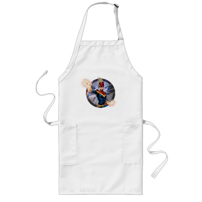 Avengers | Captain Marel Flying Through Space Long Apron (Front)