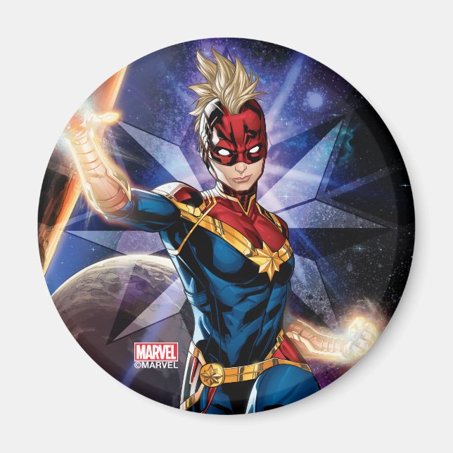 Avengers | Captain Marel Flying Through Space Magnet (Front)