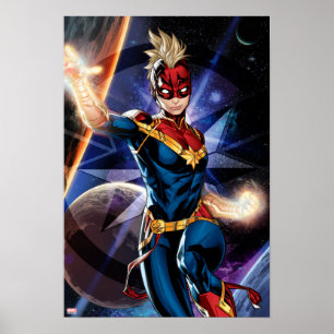 Avengers   Captain Marel Flying Through Space Poster