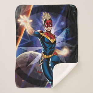 Avengers   Captain Marel Flying Through Space Sherpa Blanket