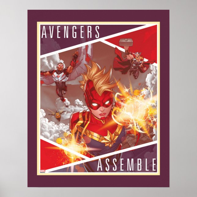 Avengers | Captain Marvel & Avengers Assembled Poster (Front)