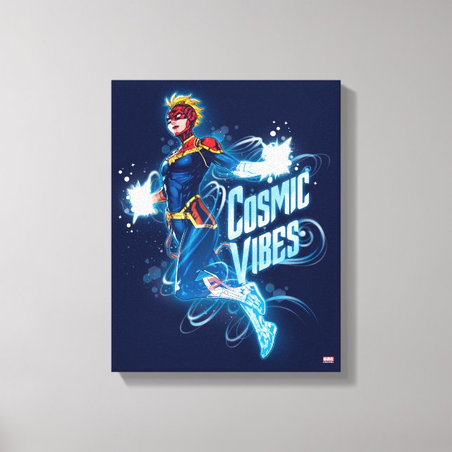Avengers | Captain Marvel Blue Cosmic Vibes Canvas Print (Front)