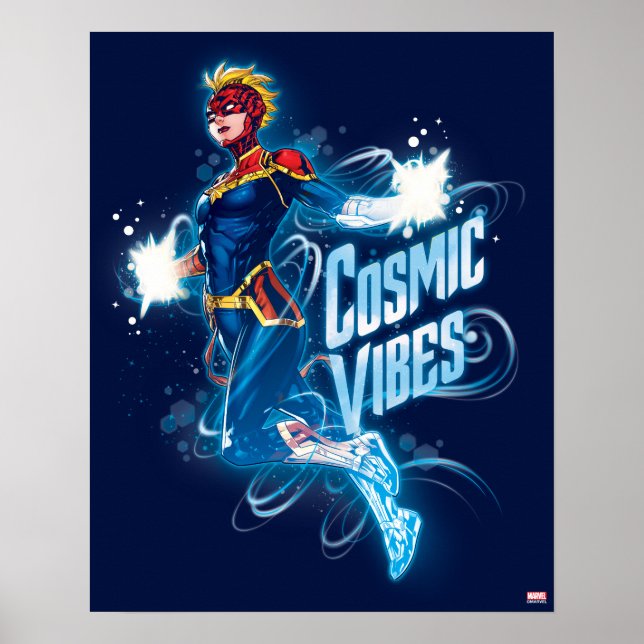 Avengers | Captain Marvel Blue Cosmic Vibes Poster (Front)
