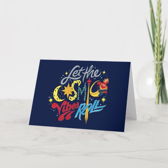 Avengers | Captain Marvel Cosmic Vibes Typography Card (Front)