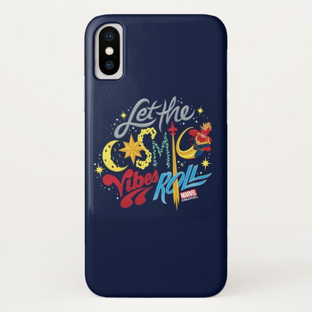 Avengers | Captain Marvel Cosmic Vibes Typography Case-Mate iPhone Case (Back)