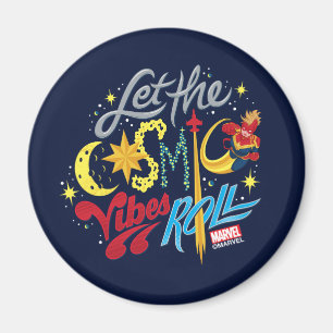 Avengers Captain Marvel Cosmic Vibes Typography Magnet