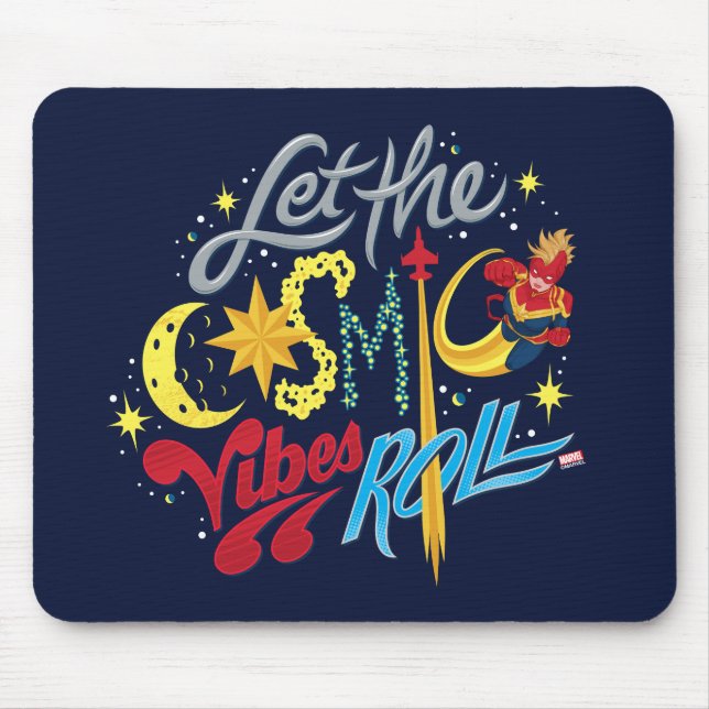 Avengers | Captain Marvel Cosmic Vibes Typography Mouse Pad (Front)