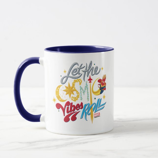 Avengers | Captain Marvel Cosmic Vibes Typography Mug (Left)