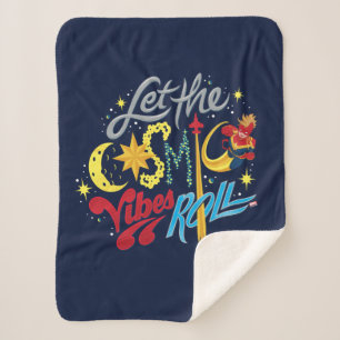 Avengers Captain Marvel Cosmic Vibes Typography Sherpa Blanket