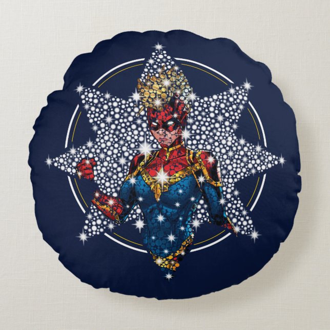 Avengers | Captain Marvel Hala Starlight Round Pillow (Front)