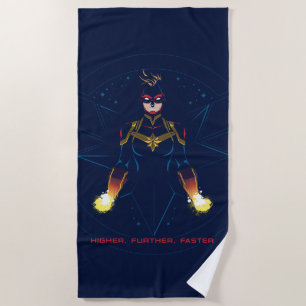 Avengers   Captain Marvel Reflected Light Line Art Beach Towel