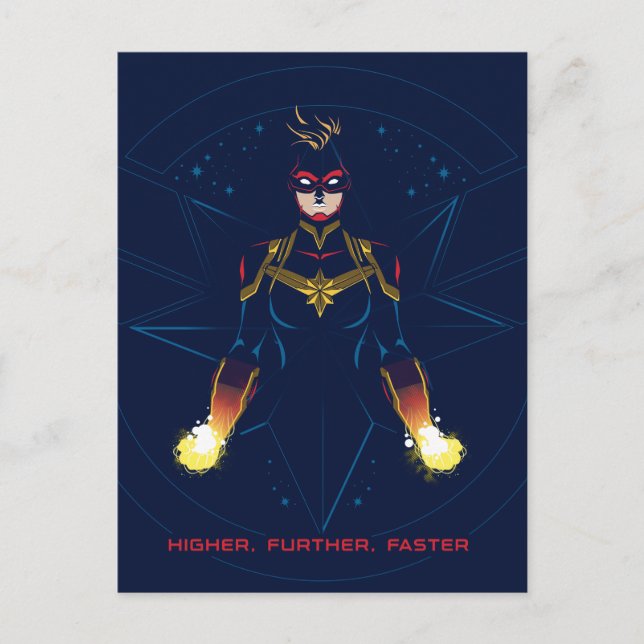 Avengers | Captain Marvel Reflected Light Line Art Postcard (Front)