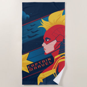 Avengers   Captian Marvel Outer Space Profile Art Beach Towel