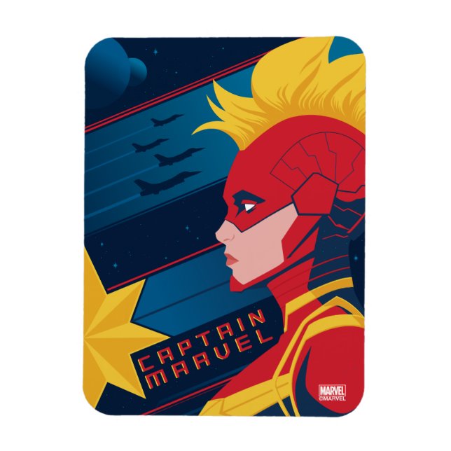 Avengers | Captian Marvel Outer Space Profile Art Magnet (Vertical)