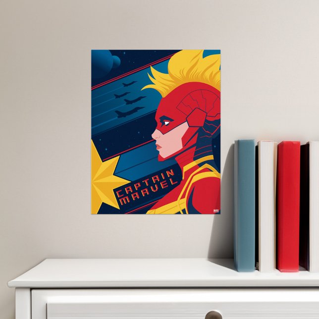 Avengers | Captian Marvel Outer Space Profile Art Poster (Poster on wall)