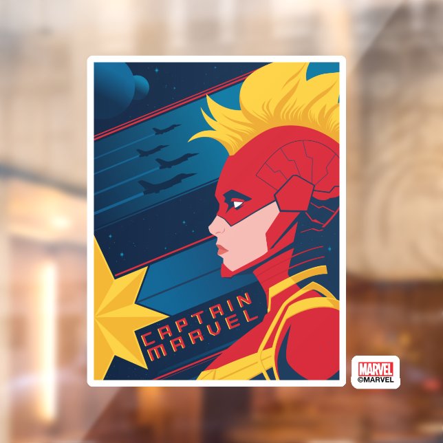 Avengers | Captian Marvel Outer Space Profile Art Window Cling (Sheet 2)