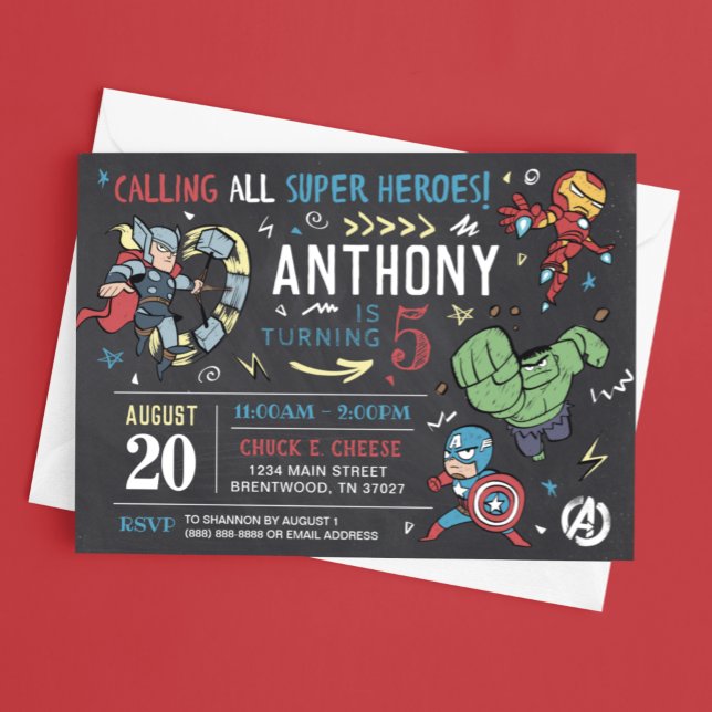 Avengers Chalkboard Birthday Invitation (Creator Uploaded)