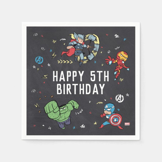 Avengers Chalkboard Birthday Napkin (Front)
