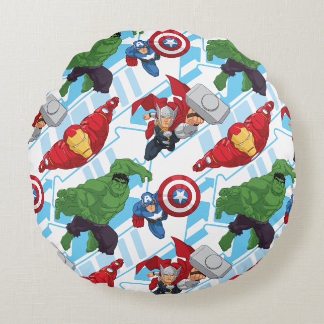 Avengers Character Action Kids Pattern Round Pillow (Front)