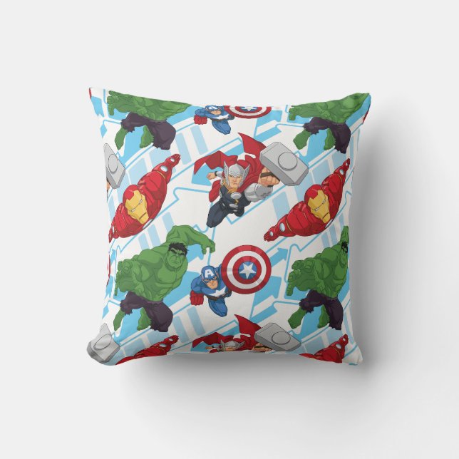 Avengers Character Action Kids Pattern Throw Pillow (Front)