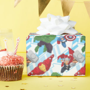 Avengers Character Action Kids Pattern Wrapping Paper