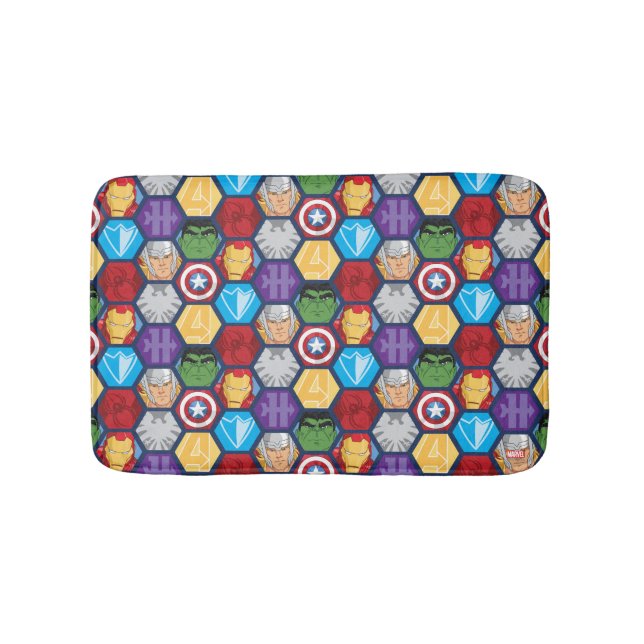 Avengers Character Faces & Logos Badge Bath Mat (Front)