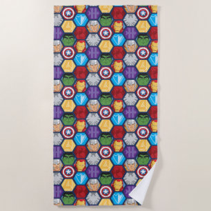 Avengers Character Faces & Logos Badge Beach Towel