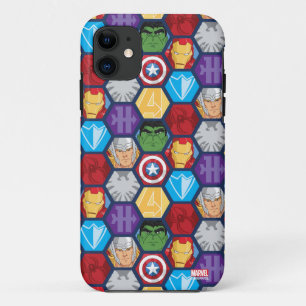 Avengers Character Faces & Logos Badge iPhone 11 Case