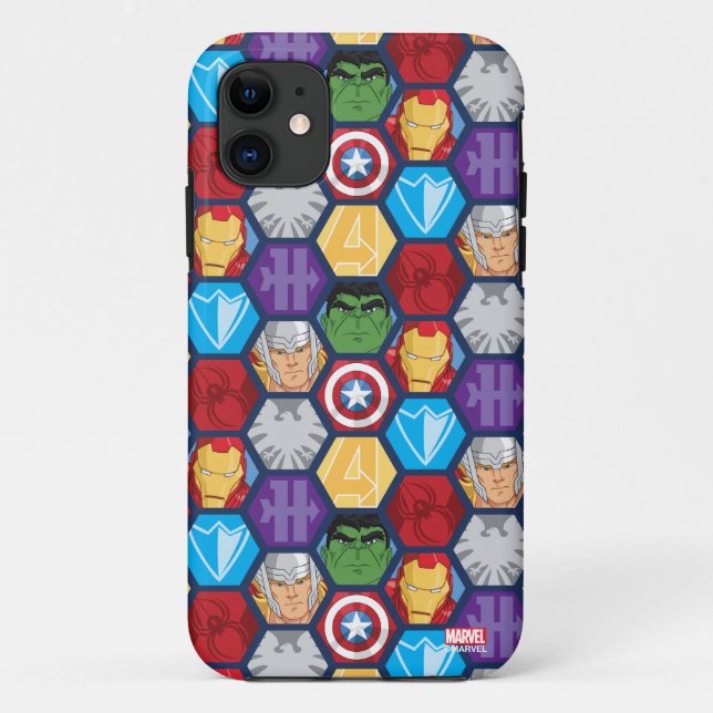 Avengers Character Faces & Logos Badge Case-Mate iPhone Case (Back)