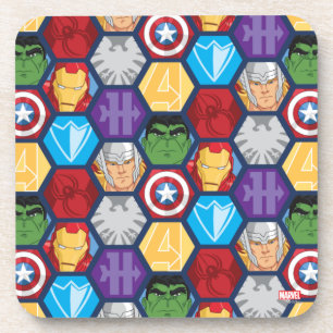 Avengers Character Faces & Logos Badge Coaster