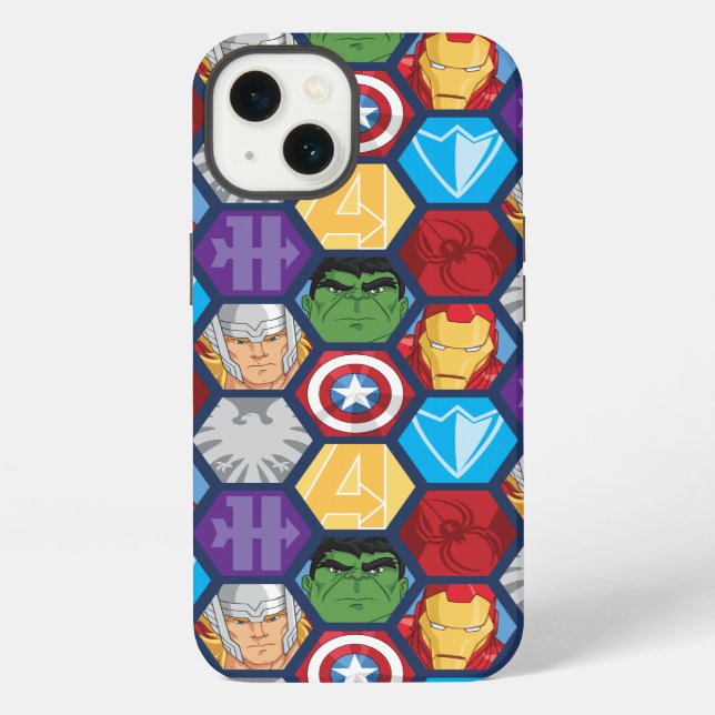Avengers Character Faces & Logos Badge iPhone Case (Back)