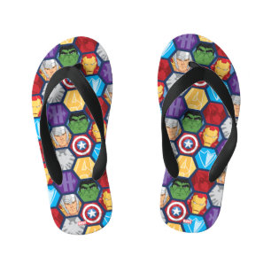 Avengers Character Faces & Logos Badge Kid's Flip Flops