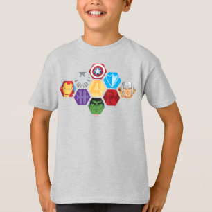 Avengers Character Faces & Logos Badge T-Shirt