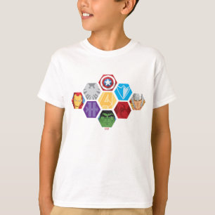 Avengers Character Faces & Logos Badge T-Shirt