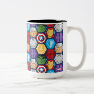 Avengers Character Faces & Logos Badge Two-Tone Coffee Mug