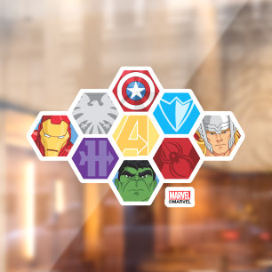 Avengers Character Faces & Logos Badge Window Cling