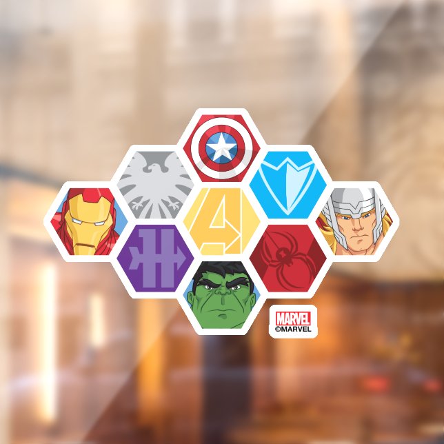 Avengers Character Faces & Logos Badge Window Cling (Sheet 2)
