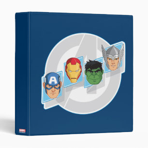 Avengers Character Faces Over Logo Binder