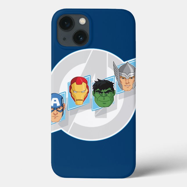Avengers Character Faces Over Logo Case-Mate iPhone Case (Back)