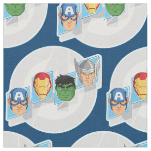 Avengers Character Faces Over Logo Fabric