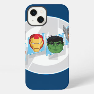 Avengers Character Faces Over Logo iPhone 13 Case