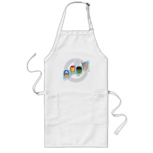 Avengers Character Faces Over Logo Long Apron