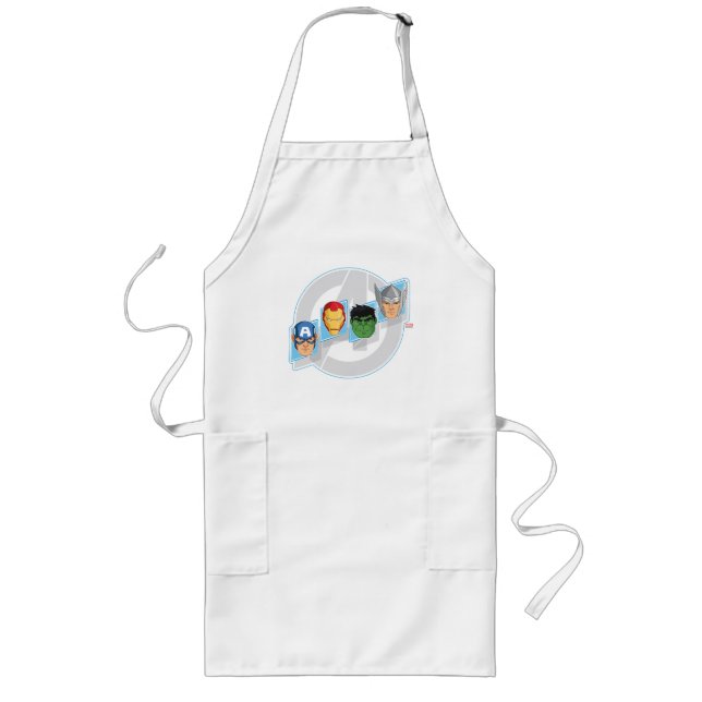 Avengers Character Faces Over Logo Long Apron (Front)