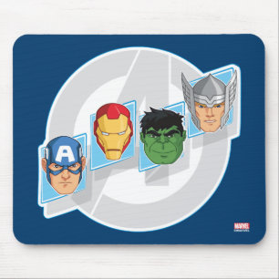 Avengers Character Faces Over Logo Mouse Pad
